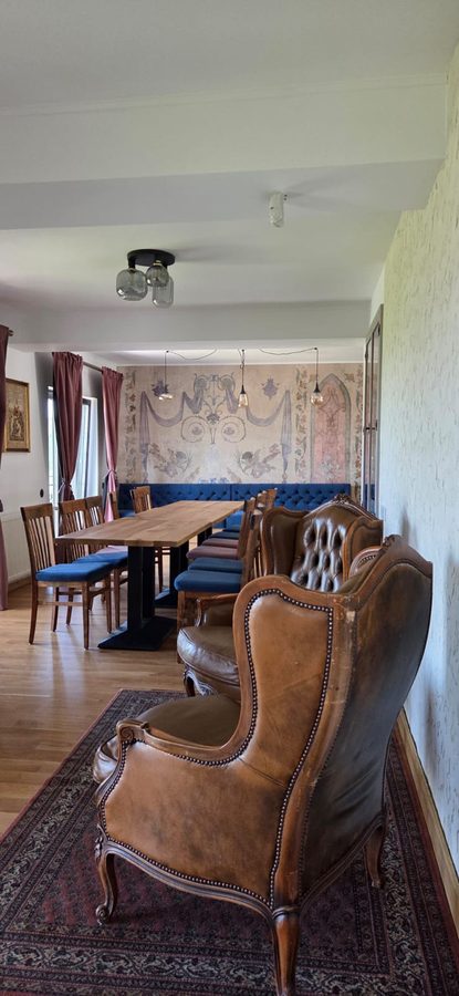 Salonul principal, cu fresca din fundal — Villa Gouster